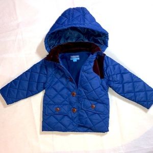 Blue Quilted Kids Jacket with Hood